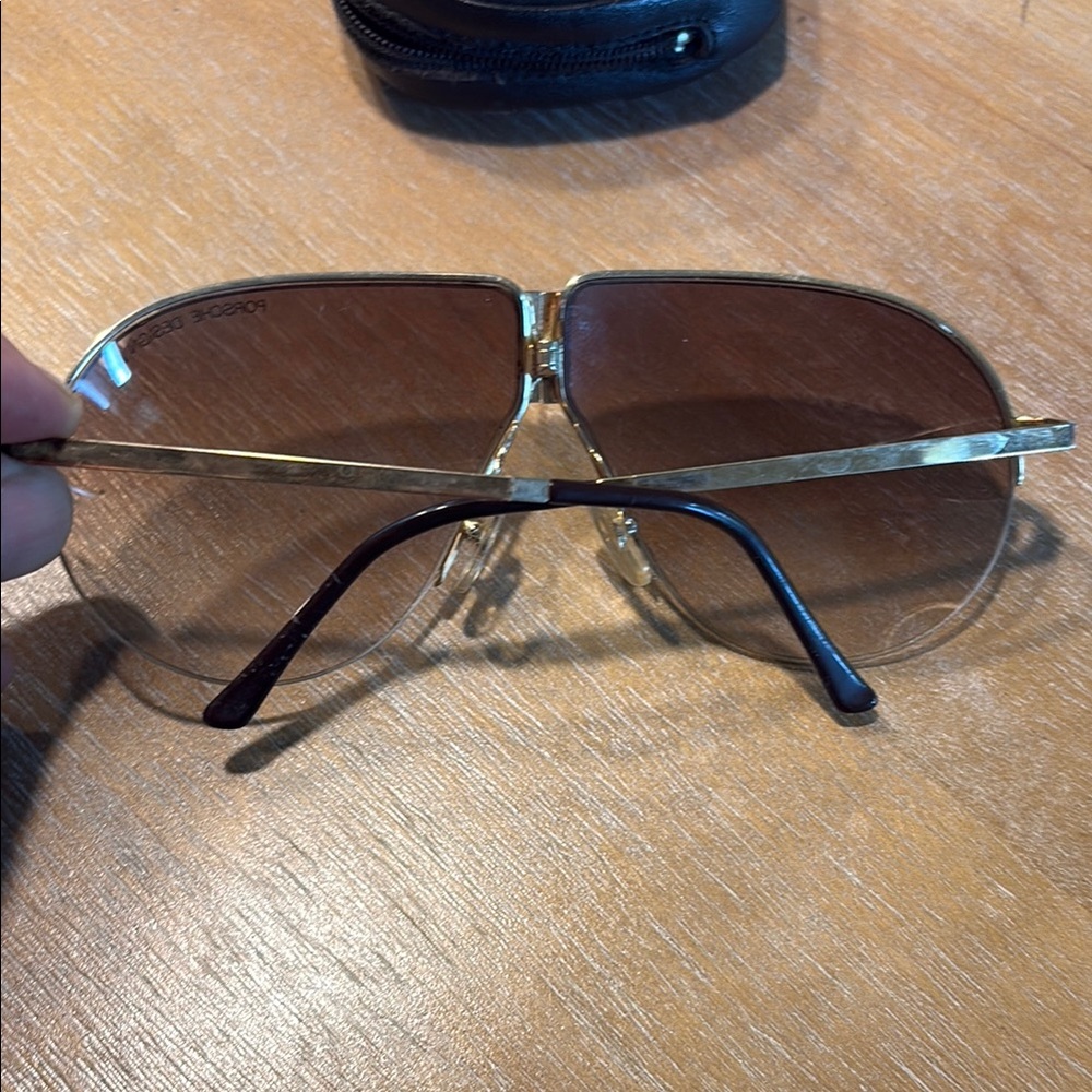 Porsche Vintage Gold and Brown Aviator Sunglasses-GUC-70’s - Picture 3 of 10